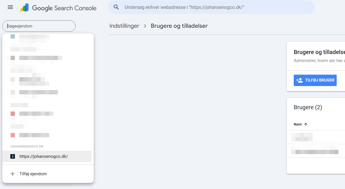 Vælg den rigtige Google Search Console ejendom